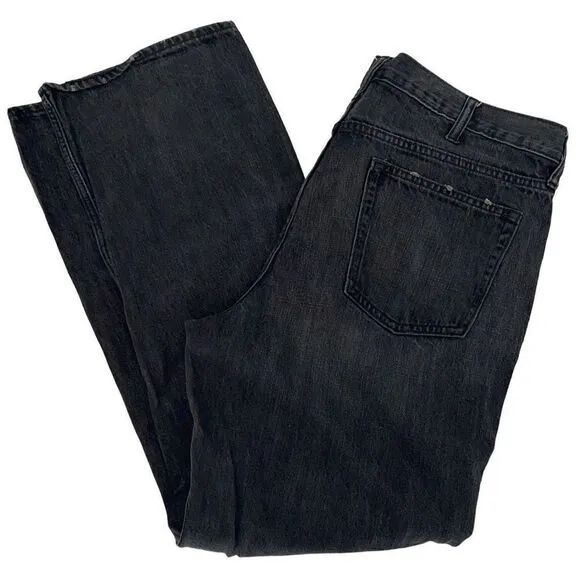 Old Navy Mens Straight Jeans Loose Ample 100% Cotton 5 Pocket Bkack Gray Size 38 - Image 2
