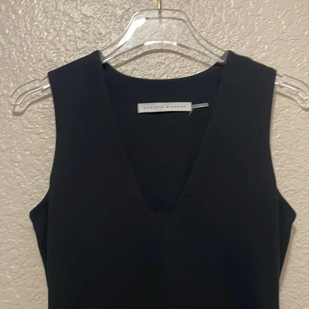 Susana Monaco Jersey Knit Ruffle Asymmetrical Hem Deep V Midi Dress Size XS - Image 7