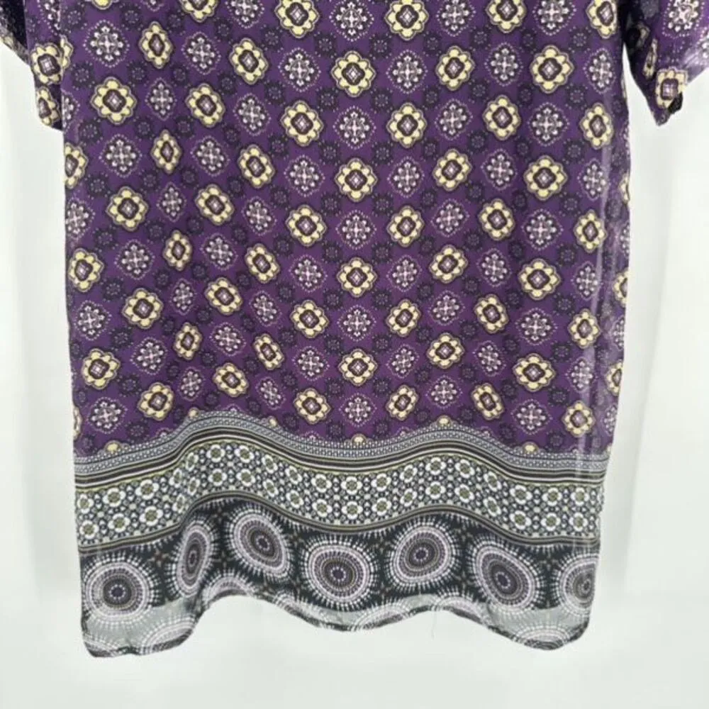 Halo Women’s Mixed Pattern A‎ Line Dress Size Large Purple Goblincore Geometric - Image 9