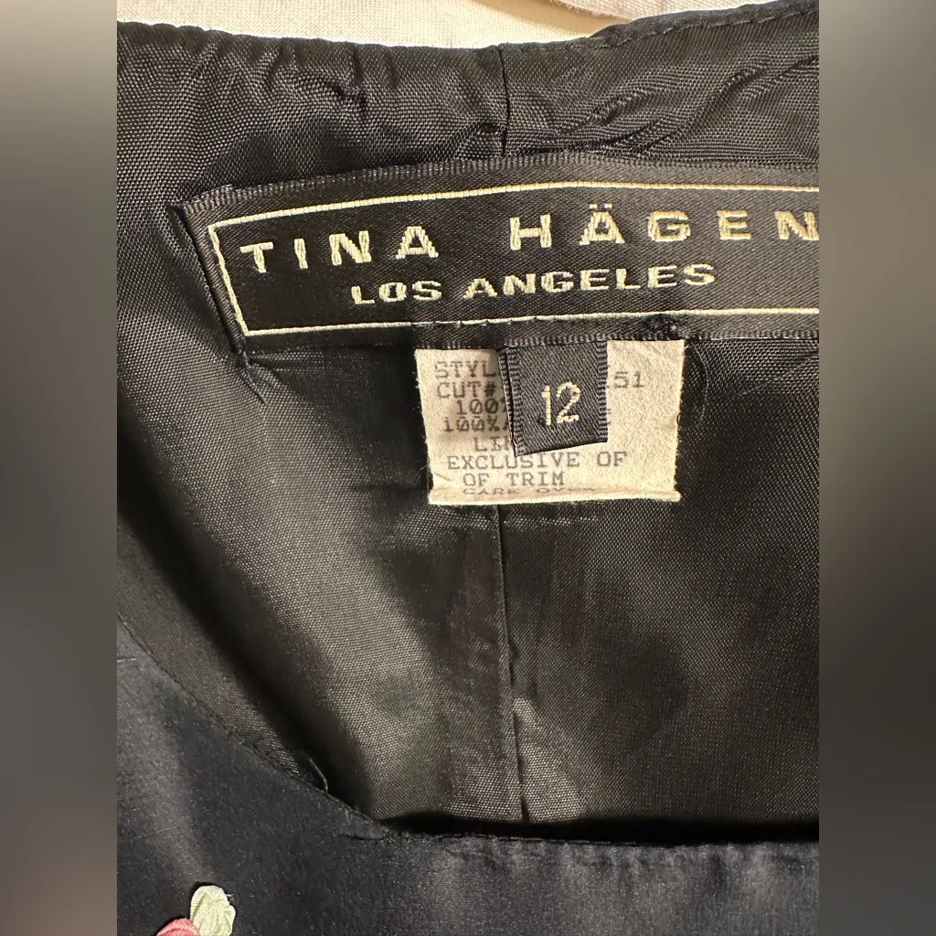 Tina Hagen L A Size 12 Vintage Silk Dress suit Black - Image 14