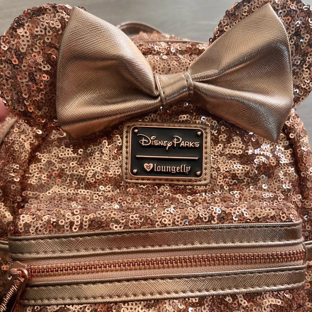 Lounge Fly NWT Minnie Mouse Sequin  Mini
Backpack Rose Gold Disney Parks - Image 5