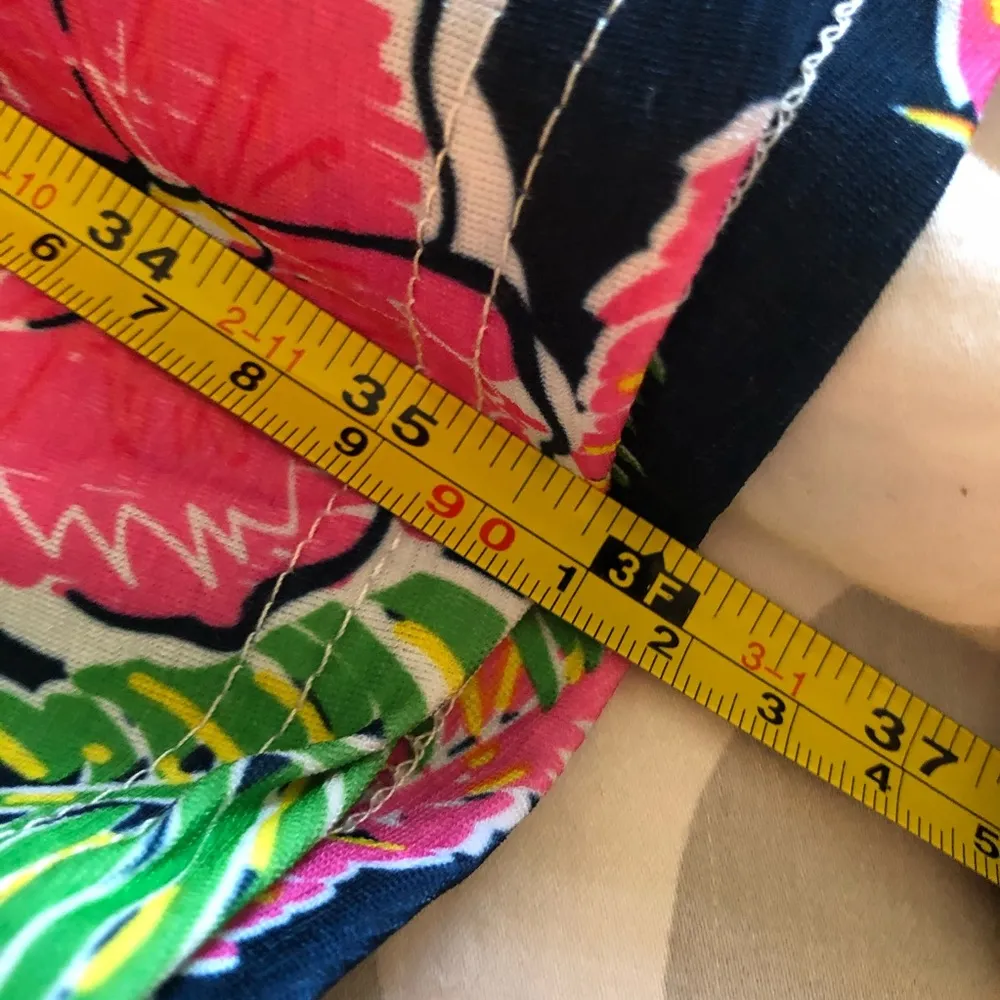 Simply Southern Tunic Dress Floral Hibiscus Palms Sz L (?) GUC Navy Pink Green - Image 15