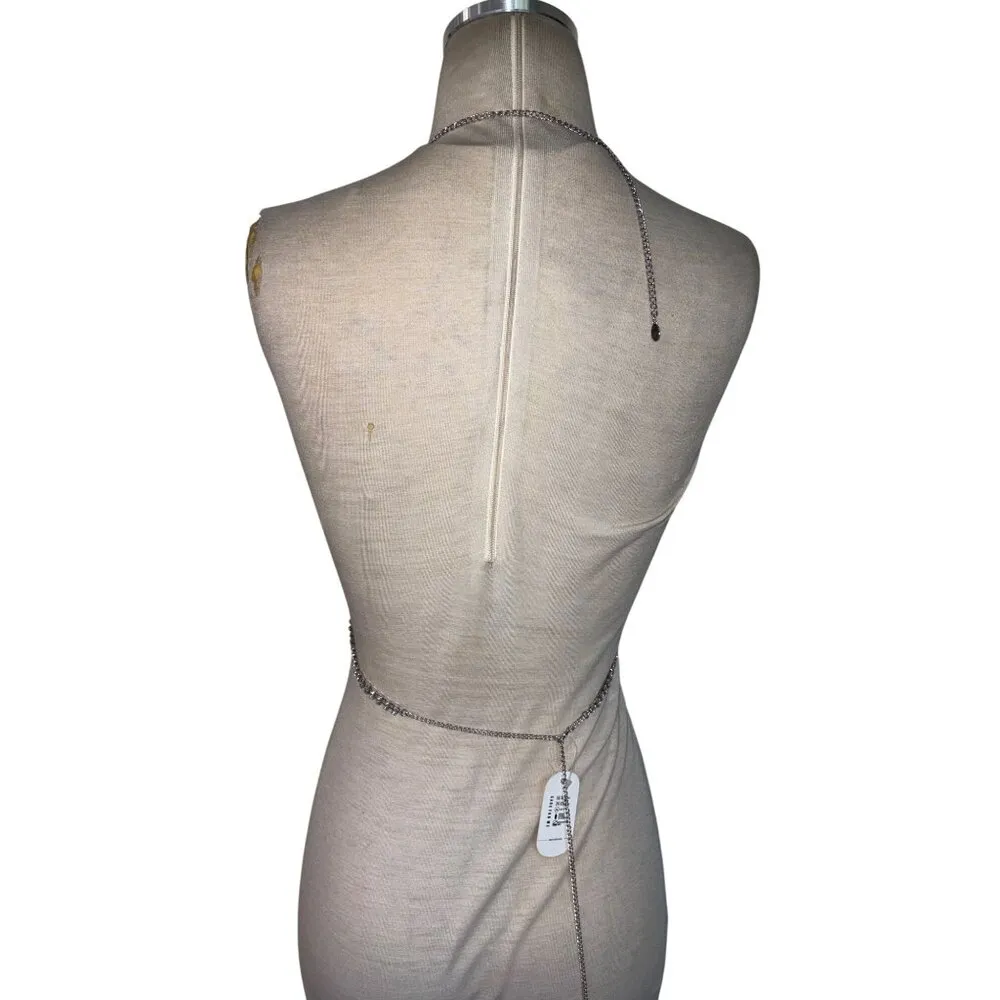 8 Other Reasons Bra Top in Silver One Size New Womens Chainmail Crystal top - Image 6