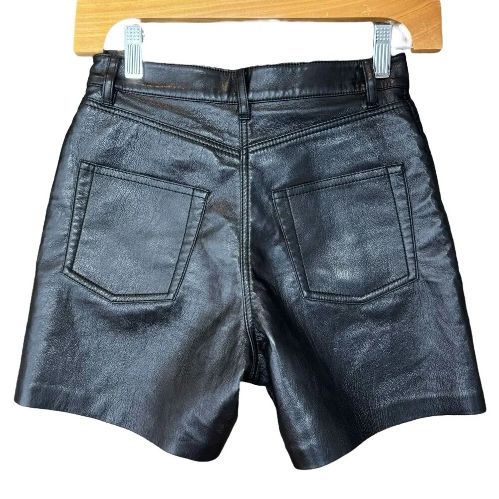Aritzia Shorts Size 0 Womens Wilfred Effortless Vegan Leather High Waist Grunge - Image 3