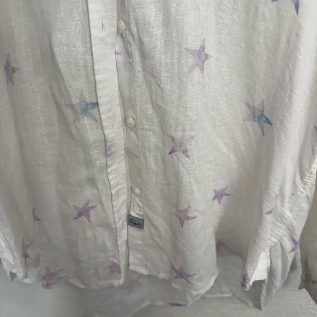 Rails Charli Tie Dye Stars White Linen Button Up Size Small - Image 13