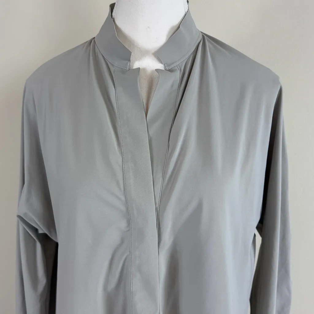 ADAY Something Borrowed Shirt Nylon Stretch in Oyster Grey Size Large - Image 3