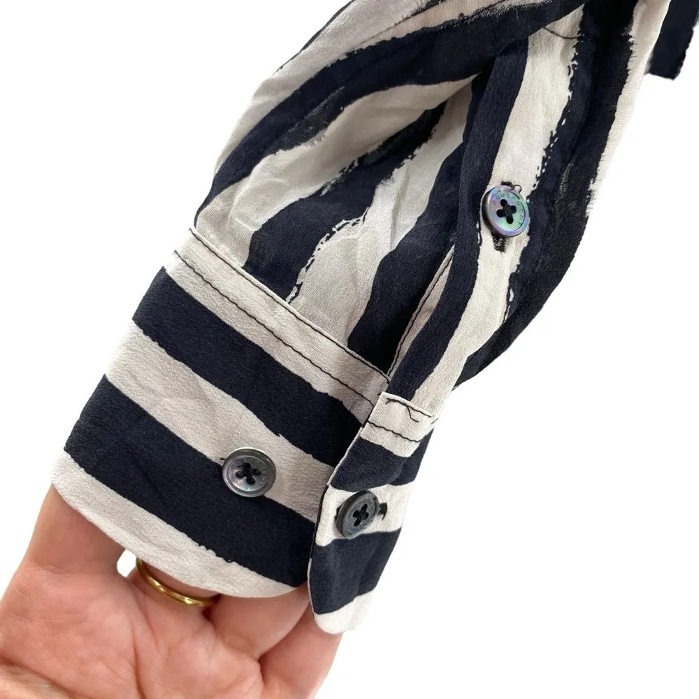 Equipment x Kate Moss Women’s XS Black Stripe 100% Silk Button Down Minimalist - Image 6