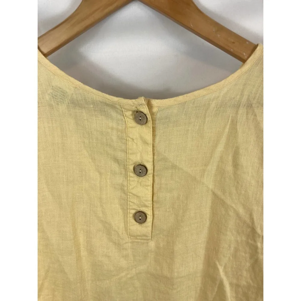 Rachel Zoe Linen Tie Bottom Short Sleeve top yellow size small - Image 7
