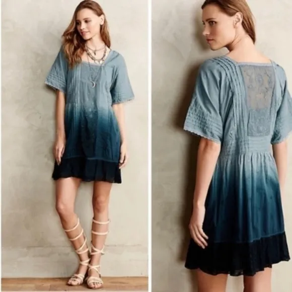 Anthropologie Holding Horses Ombré Floral Lace Mini Dress Size M - Image 2