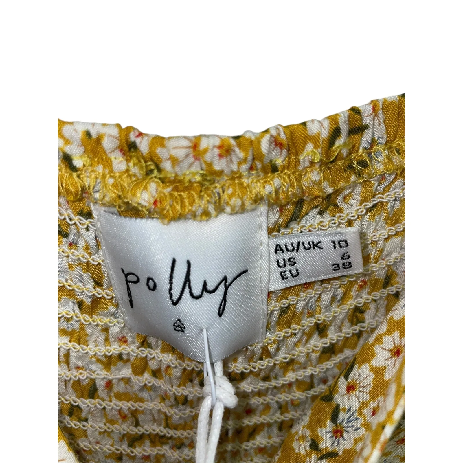 Princess Polly Floral Mini Dress Tie Front Flutter Sleeve Smocked Yellow‎ Size 6 - Image 4