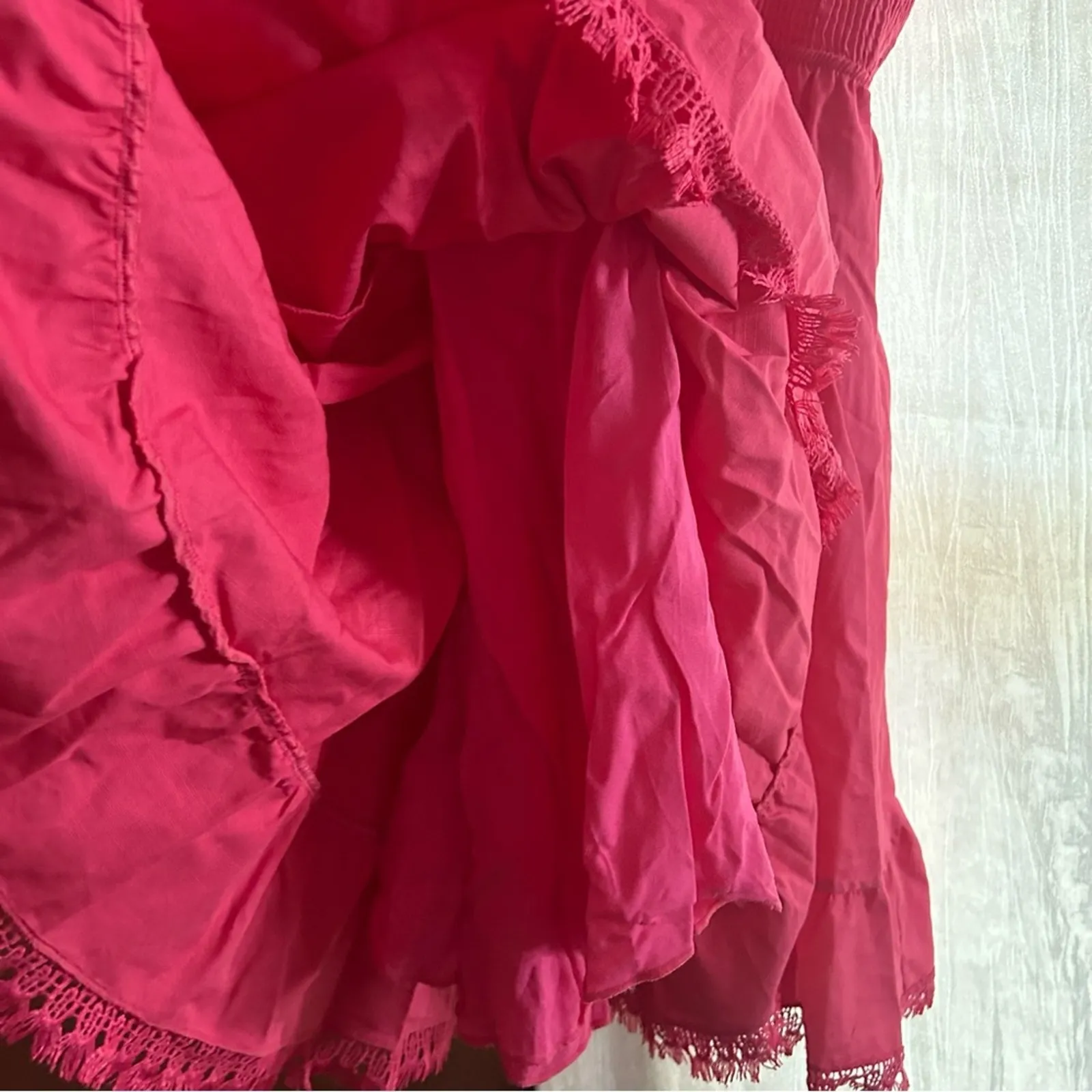 Peixoto Farrah Lace Trim Mini Dress Hot Pink Revolve 100% Cotton‎ Size L Size L - Image 5