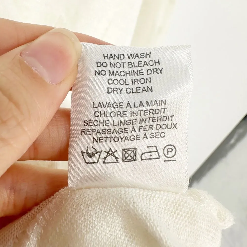 IRO Marvina Linen Long Sleeve Shredded Holes Tee in Ecru Cream Women's XS - Image 10