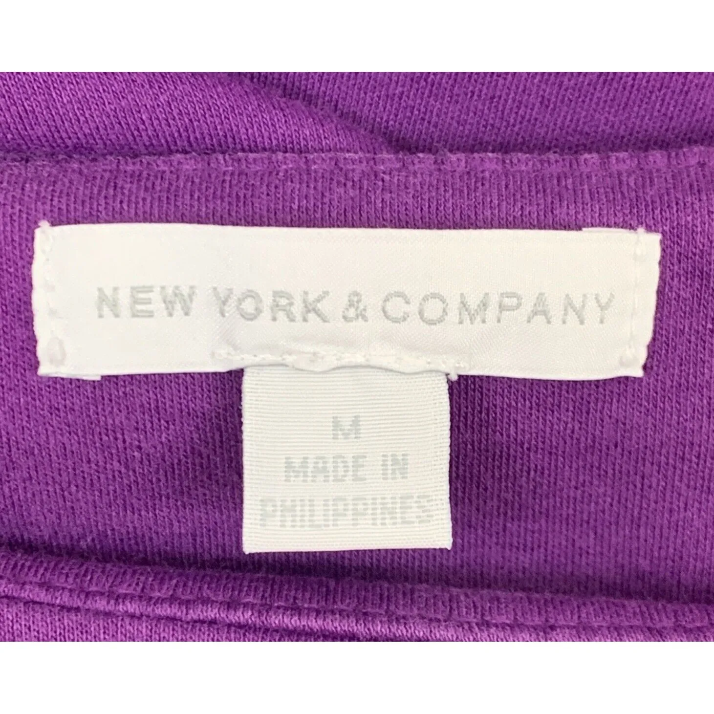 New York & Company Purple Dress 3/4 Sleeve‎ Cotton Blend Casual [Size Medium] - Image 2