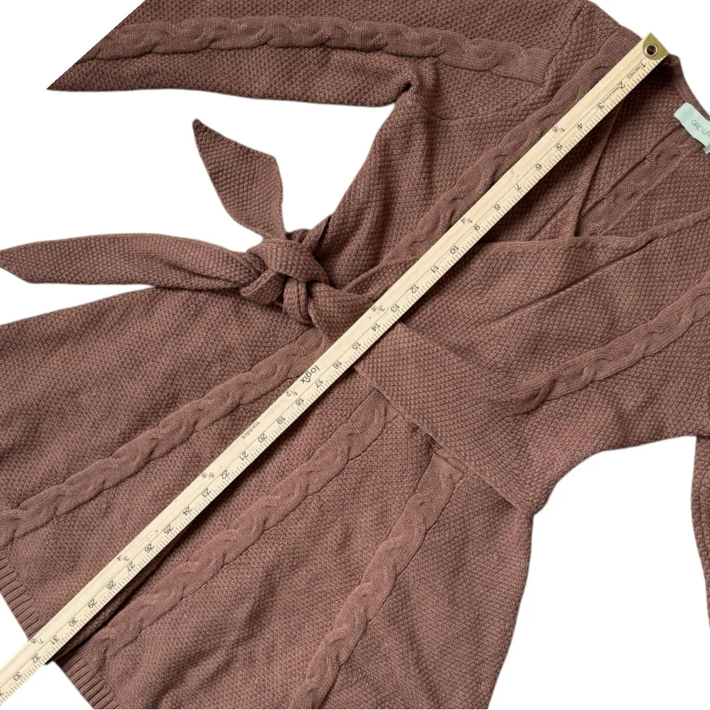 Anthropologie Greylin Cable Knit Wrap Sweater Dress Medium Mocha Brown KWD5914A - Image 5