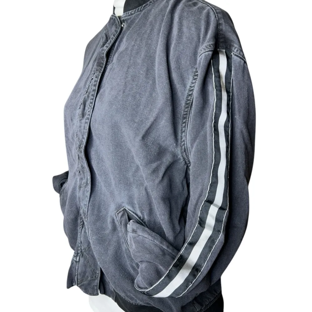 Hudson Womens Nova Varsity Jacket Eashed Black Full Zip Retro XS Oversized - Image 4