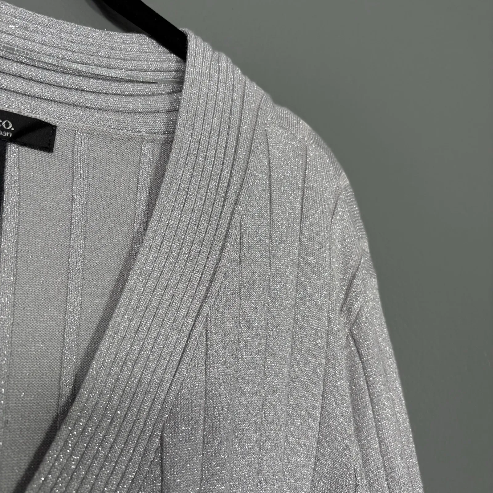 Style & Co Metallic Silver Glam Ribbed Faux Wrap Sweater - Women's Plus Size 3X - Image 2