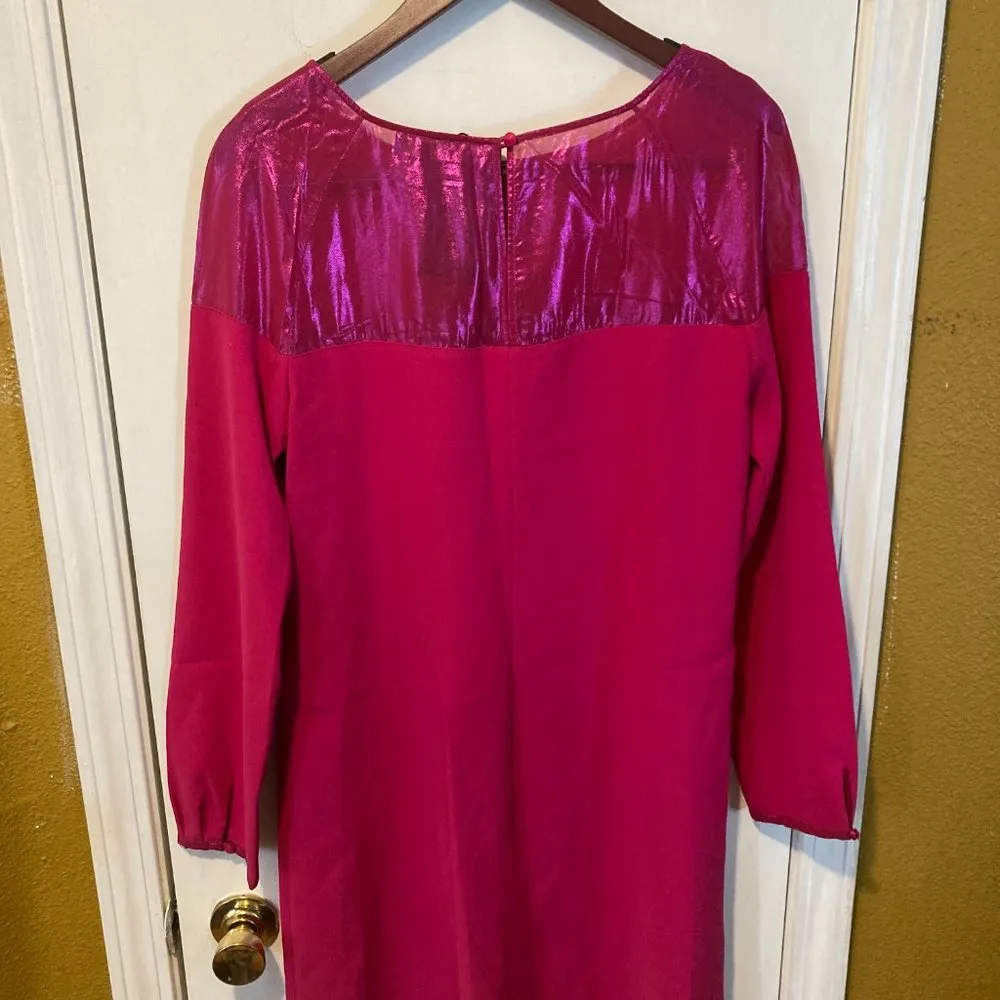 Armani Jeans women’s size 12 US / 48 IT mesh shoulder no stretch fuchsia dress Pink - Image 6