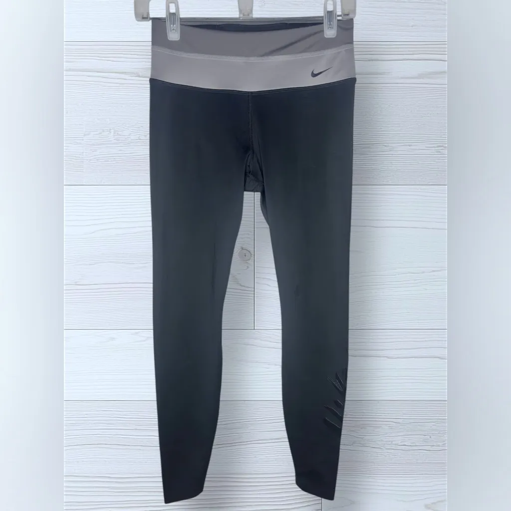 NIKE Women’s Dri Fit Athletic Leggings with Glossy Logo Graphic - Image 2