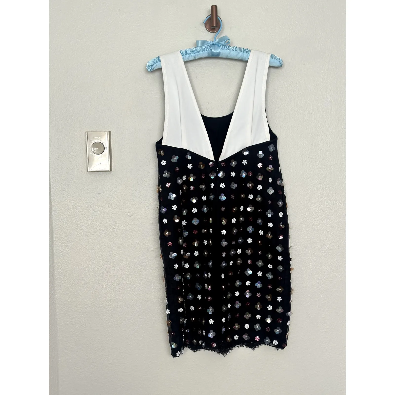 Sachin & Babi XS Black Beaded Sequin Mini Dress Floral Lace Sequined Multicolor - Image 2