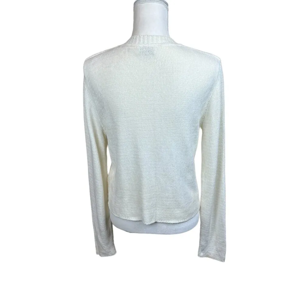 MCNY sweater/cardigan, size Small, vintage, y2k, 90s, full zip, cropped, cozy White - Image 5