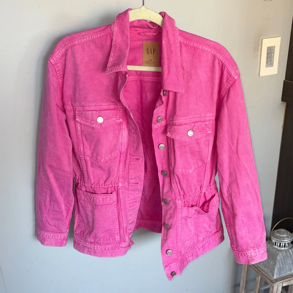 Gap OVERSIZED  Pink Denim Jacket - Image 2