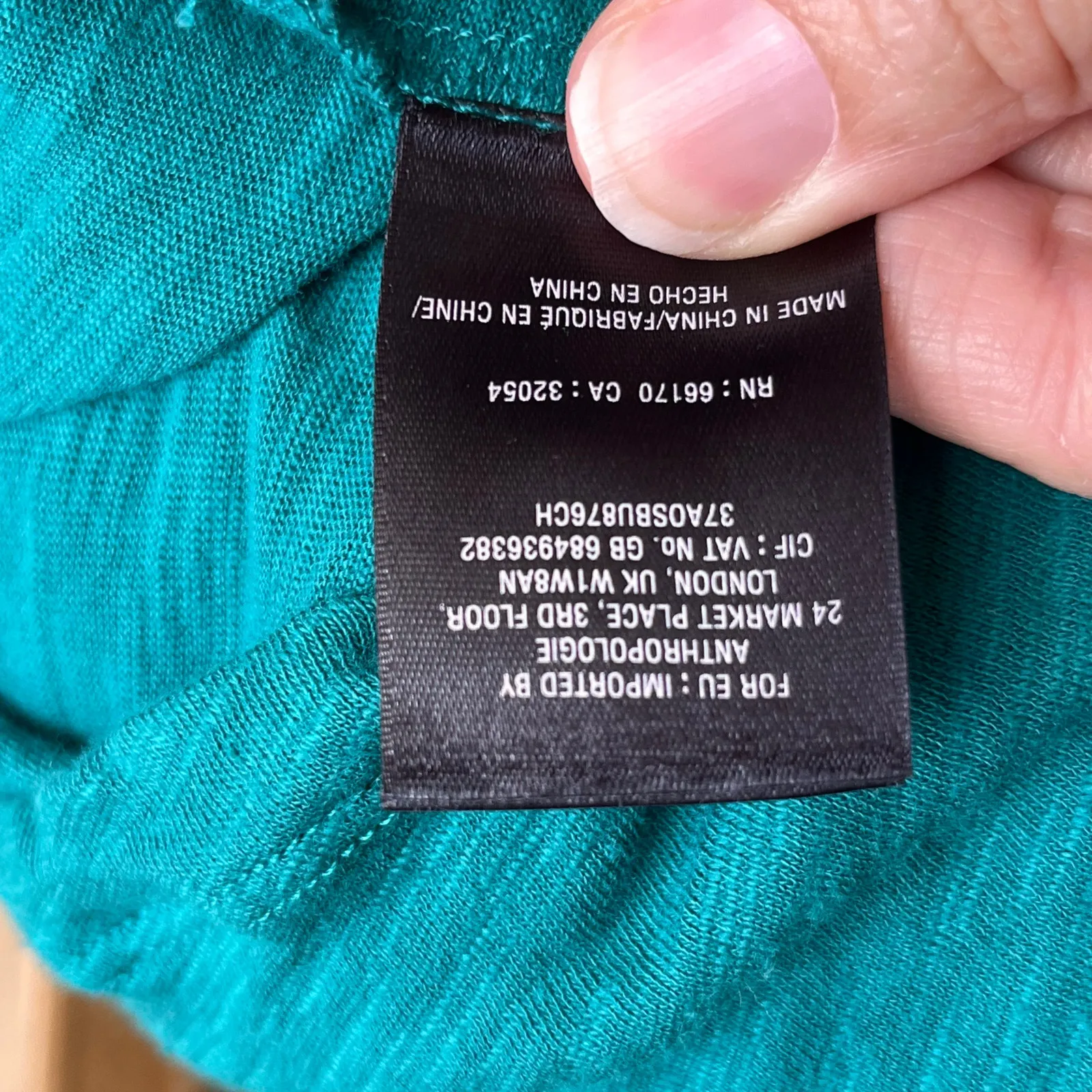 Anthropologie Deletta Women's Teal Beaded Neck Short Sleeve Top Size S - Image 9