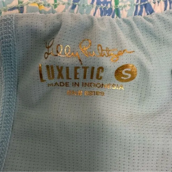 Lilly Pulitzer Luxletic  Size S Athletic Shorts Blue Green Floral Print‎ Pockets - Image 3