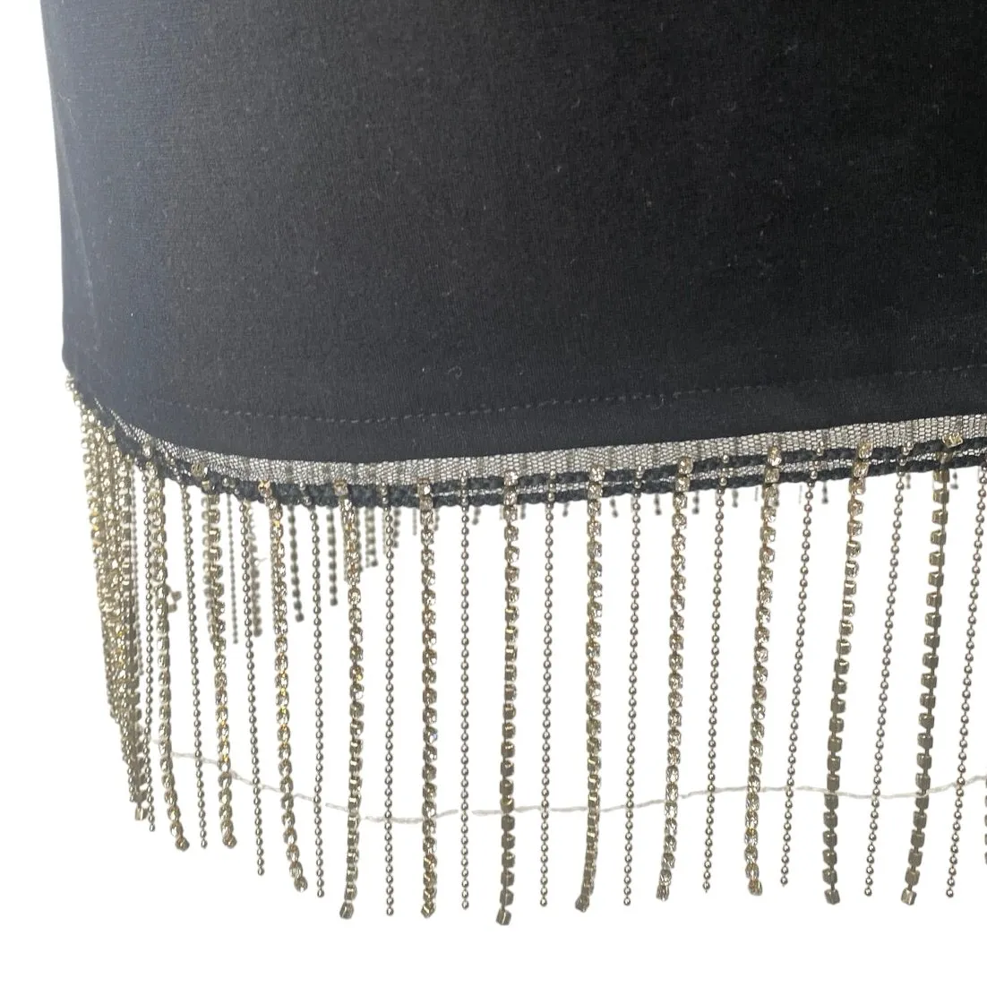 NEW Showpo. Black Shikita Strapless Bandeau Tube Fringe Hem Mini Dress Size 8 - Image 3