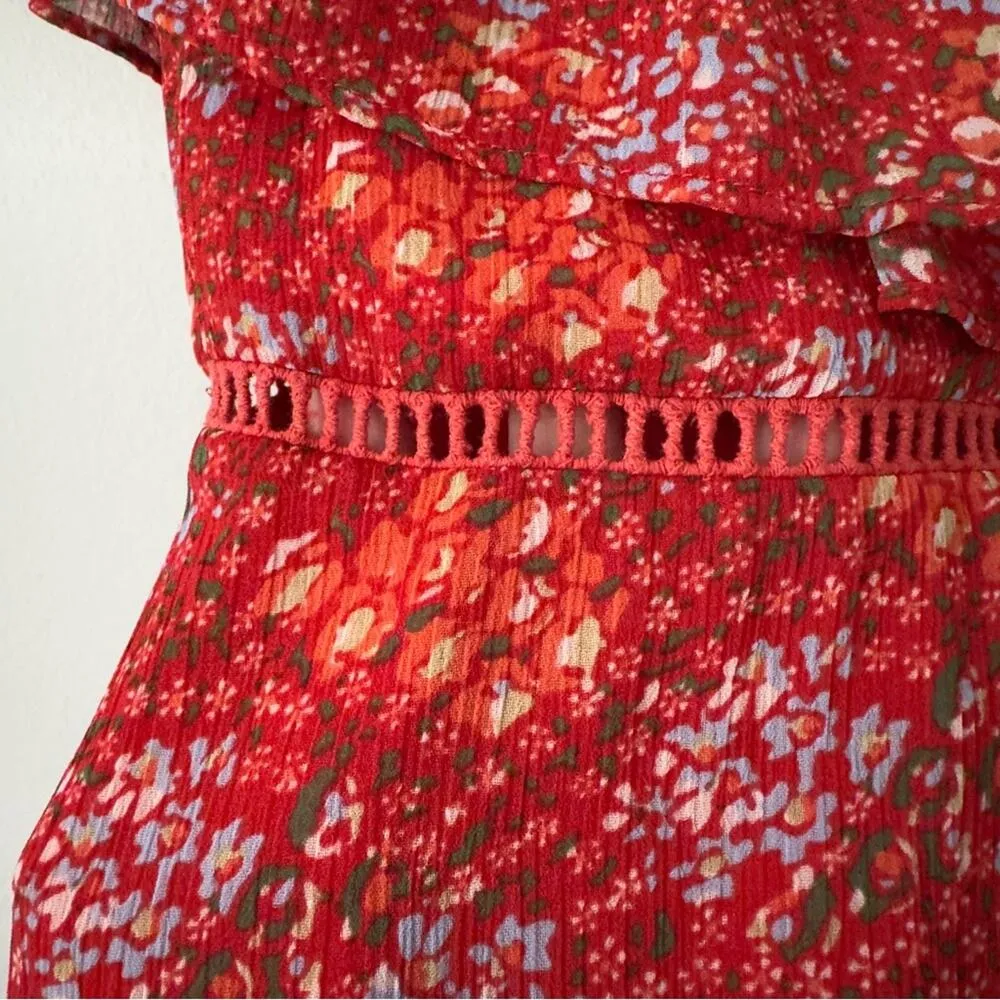 Rebecca Minkoff Lynne Dress Floral Tiered Ruffle Dress Cold Shoulder Cutout Mini - Image 8