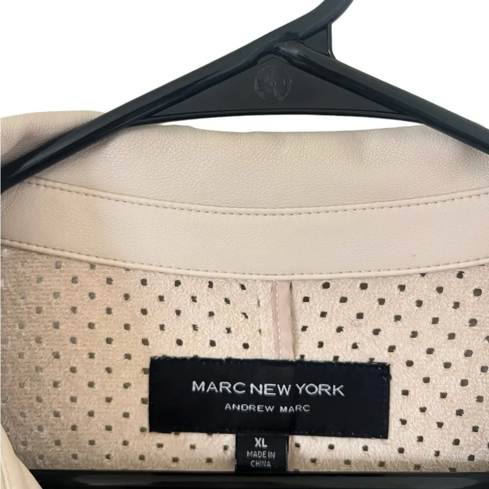 Marc New York Cream Faux Leather Shirt Jacket - Image 8