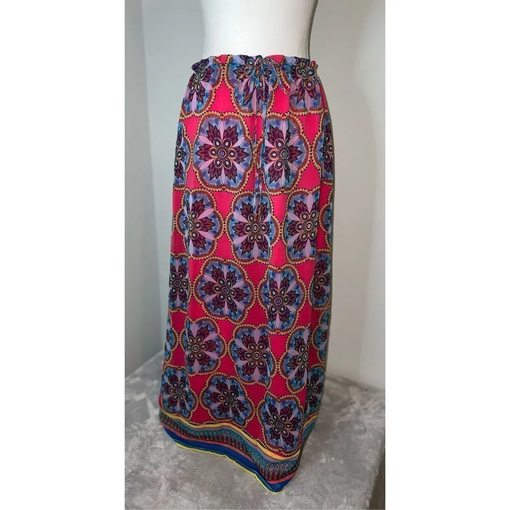 Women’s Starburst Boho Pink Maxi Skirt SMALL Blue - Image 2