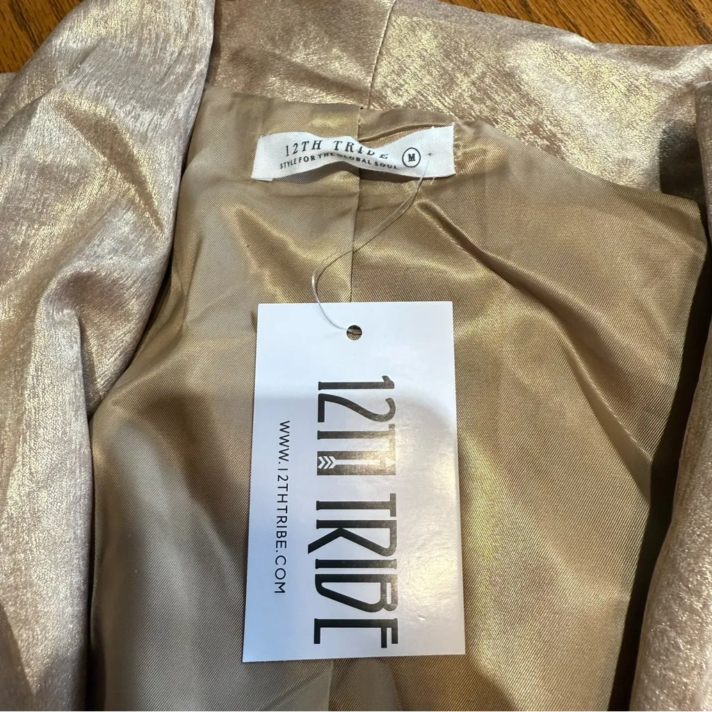 12th Tribe Waldorf Gold Shimmer Blazer Size Medium NWT - Image 2