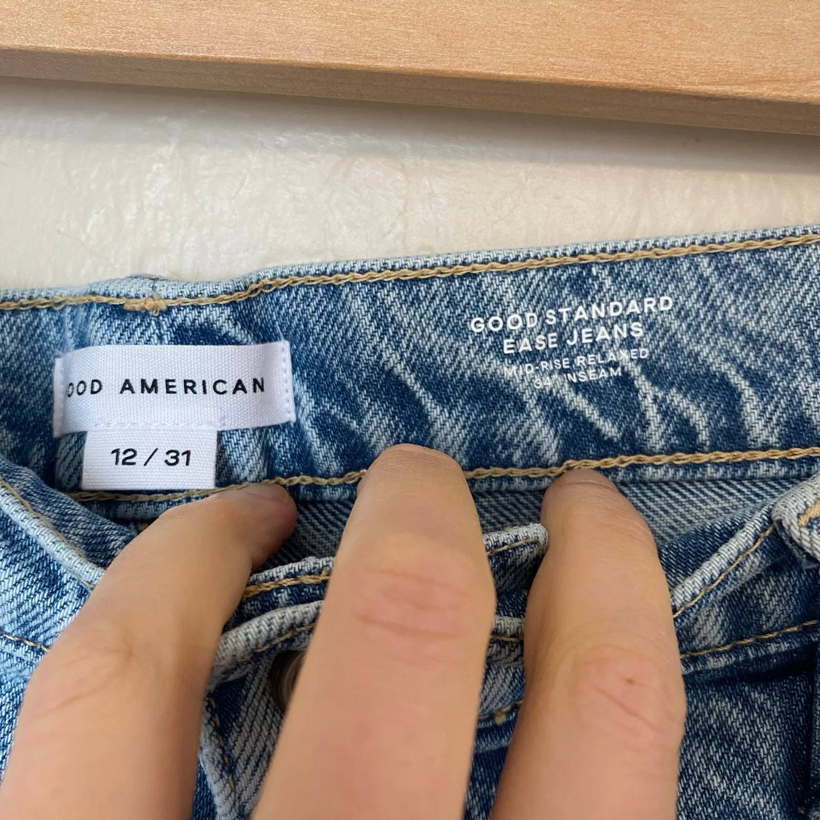 Good American Good Ease Wide Leg Jeans Womens Size 12 31 Artsy Edgy - Image 7