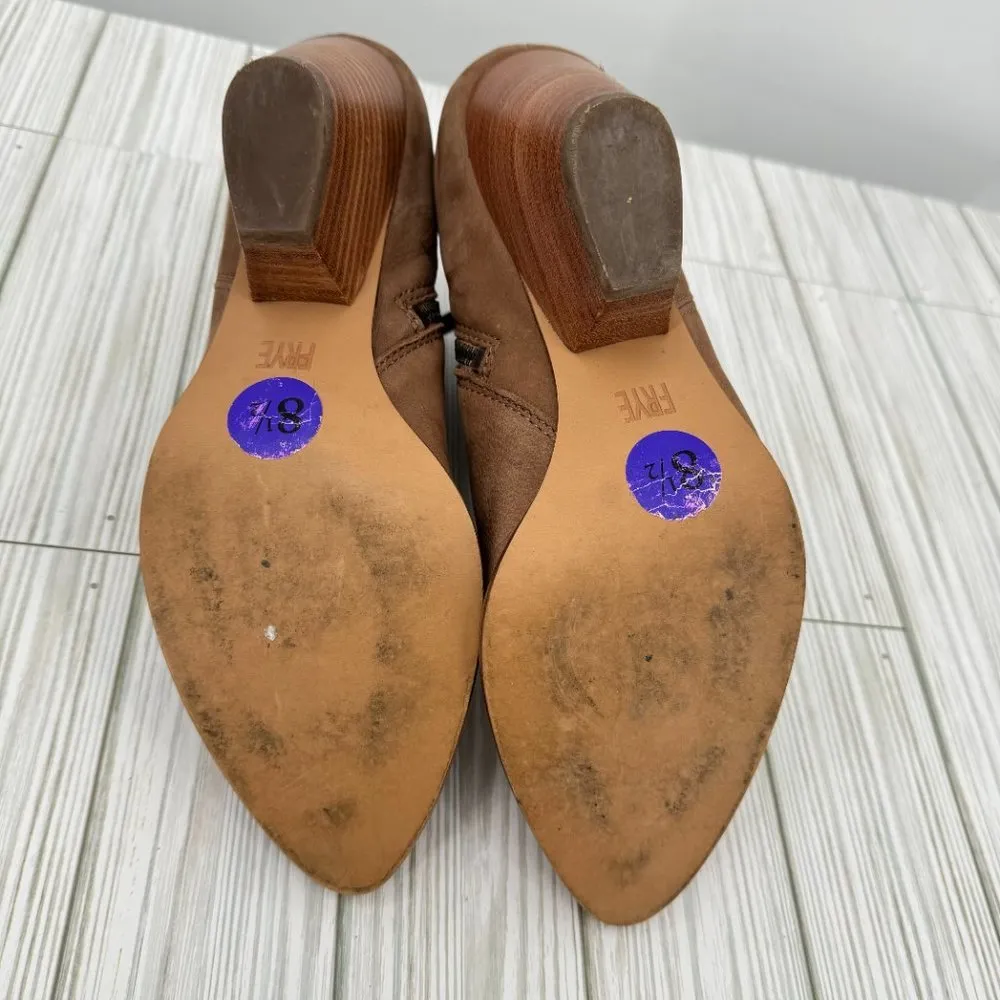 Frye western ankle boots brown nubuck leather side zip 8.5 - Image 7