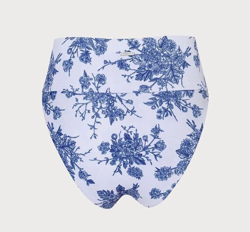 Berlook Floral High Waist Bikini Bottom ONLY 27 Blue Size M - Image 6