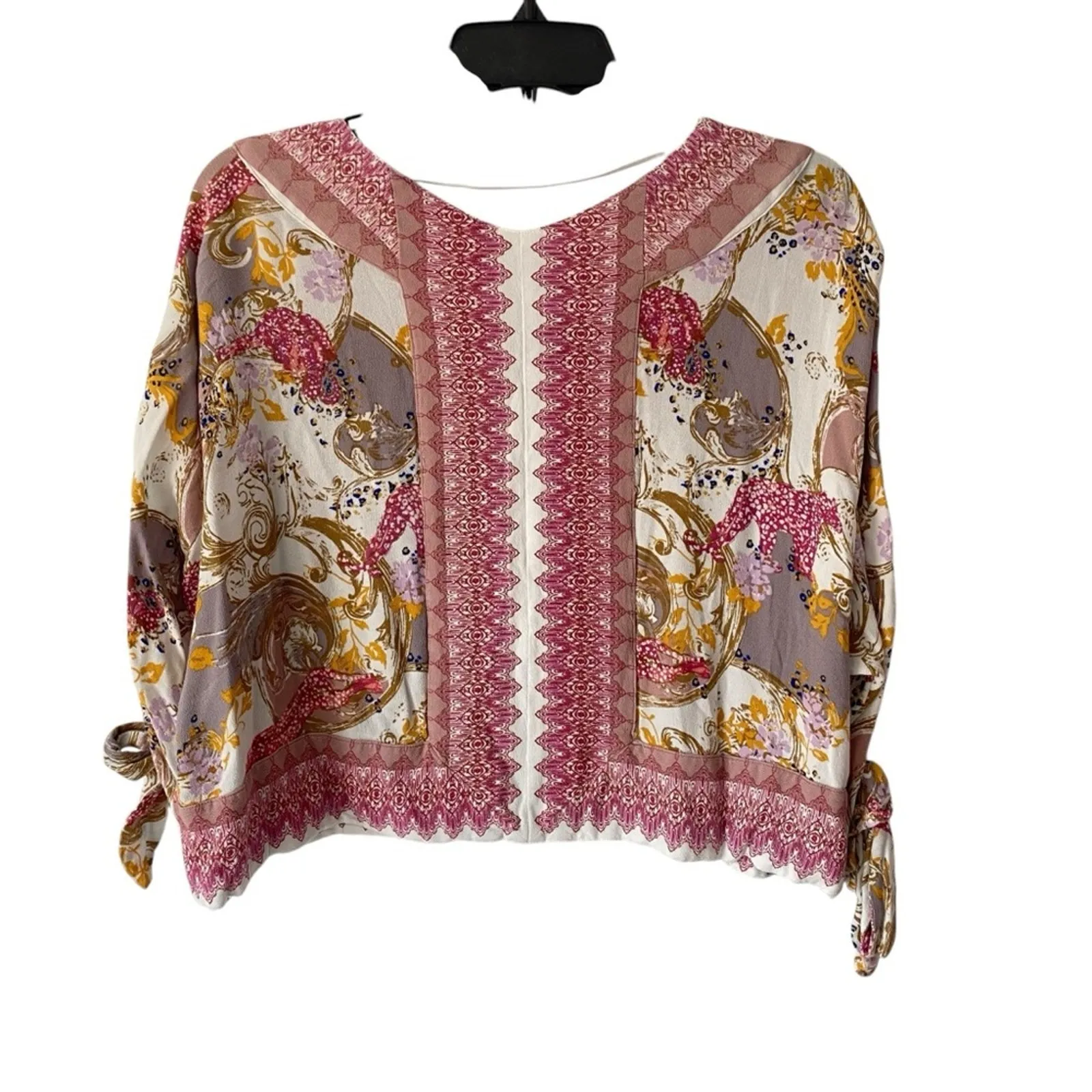 Free People Catch Me If You Can Pink Tie Sleeve Bohemian Top size XS - Image 6