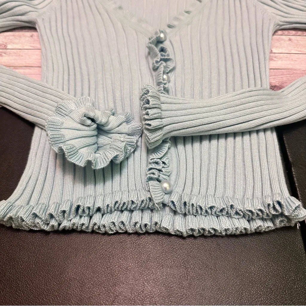 Princess Polly Light Blue Ribbed Top size XS/S - Image 7