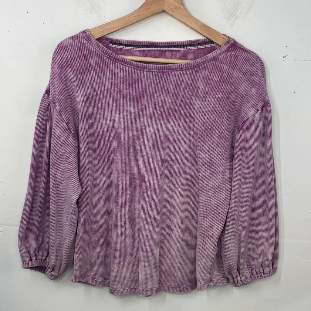 Pilcro Anthropologie Washed Waffle Thermal Sweatshirt size XS Lavender - Image 1