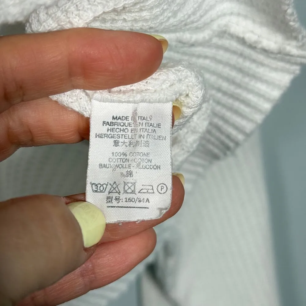 Brandy Melville White Oversized Waffle Knit Crop Top Made in Italy 100% Cotton - Image 5