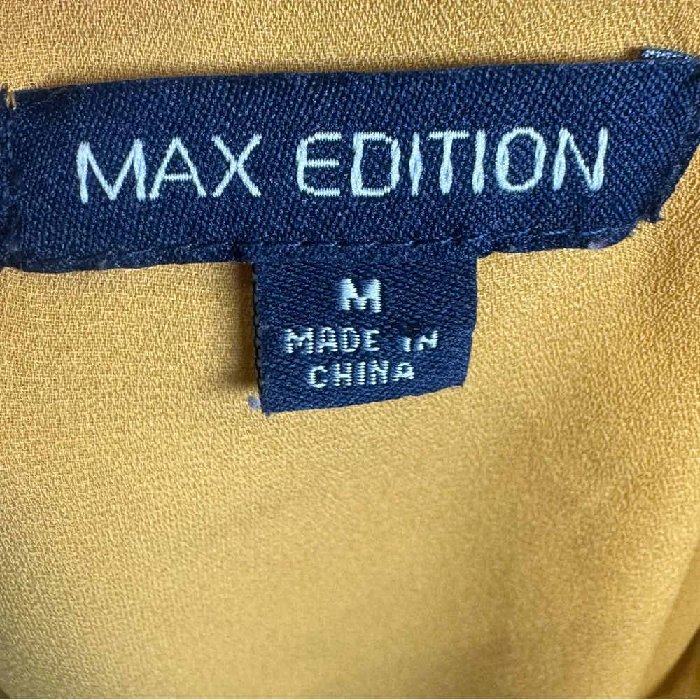 mustard yellow gold ruffle trim smocked top size medium - Image 3