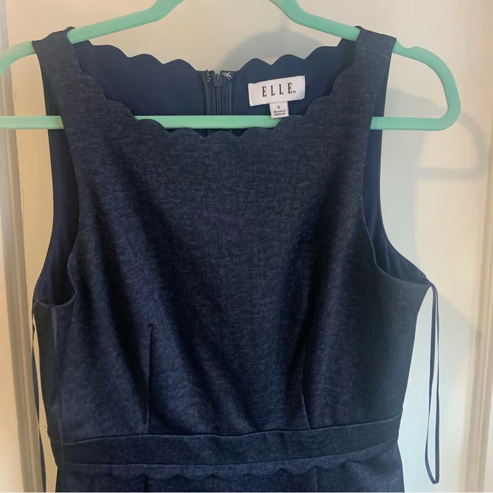 Elle NWOT A Line Navy Scalloped Holiday Party Dress Size Small - Image 3