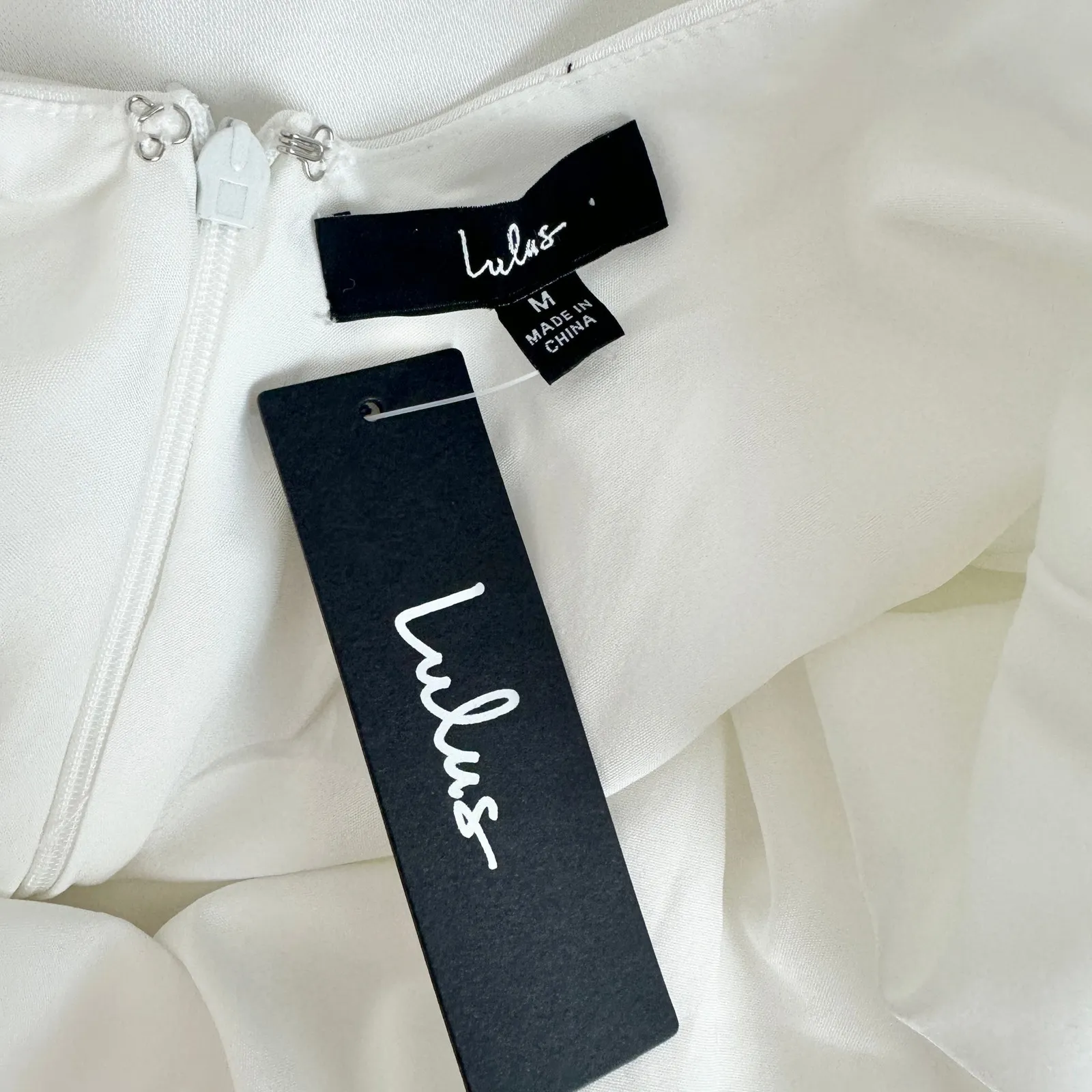 Lulus Beyond Classy White Satin Halter Midi Dress Wedding Bridal Medium NWT - Image 8