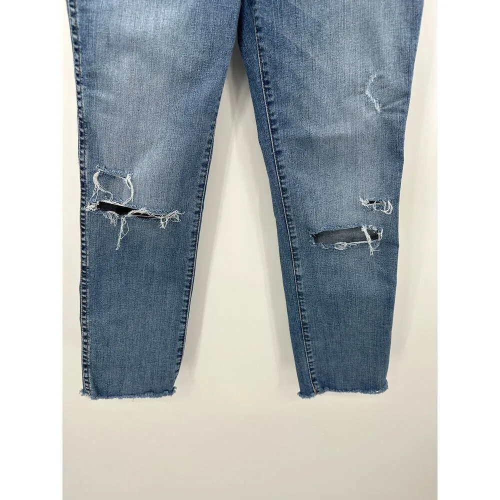 Madewell Womens Straight Leg Jeans Size 23P Distressed Mid Rise Raw Hem - Image 3