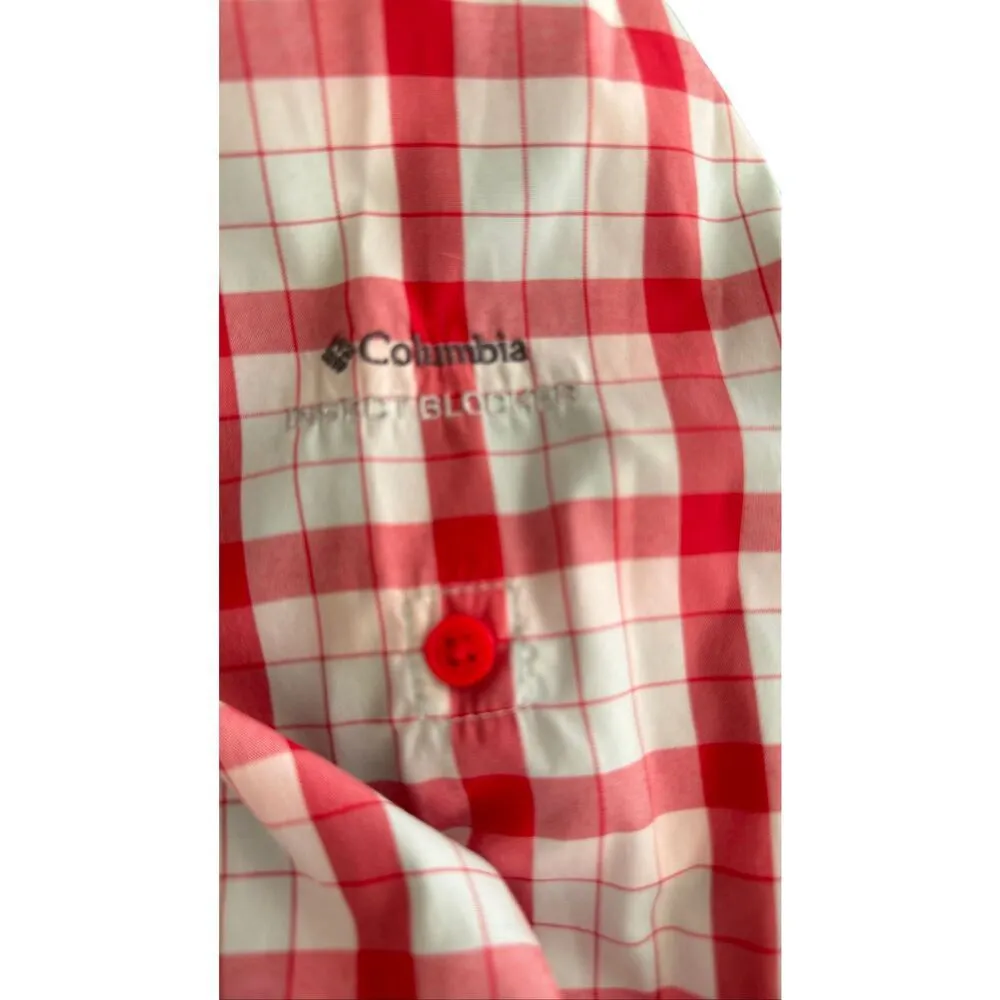 COLUMBIA Insect Blocker Shirt Blue Red Plaid Button Down Fishing Vent Top size X - Image 7