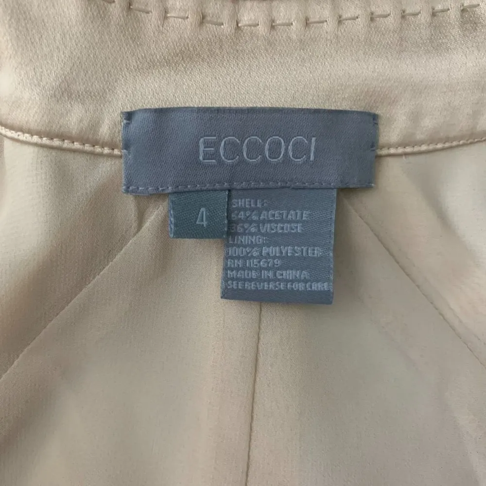 Eccoci Satin Blazer Jacket 4 Gold Snap Front Long Sleeve Lined Exposed Stitching - Image 9