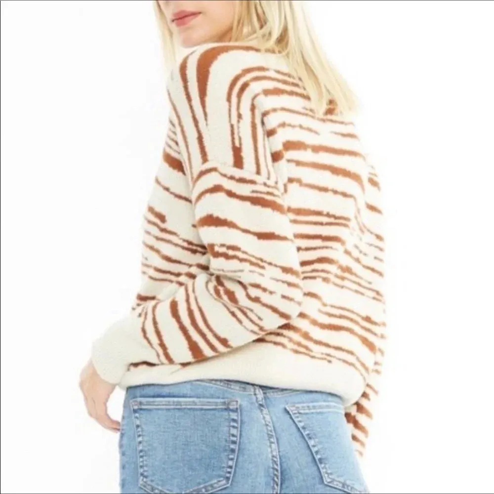 4Sienna Rebecca Zebra Print Sweater Top Brown Tan - Image 3