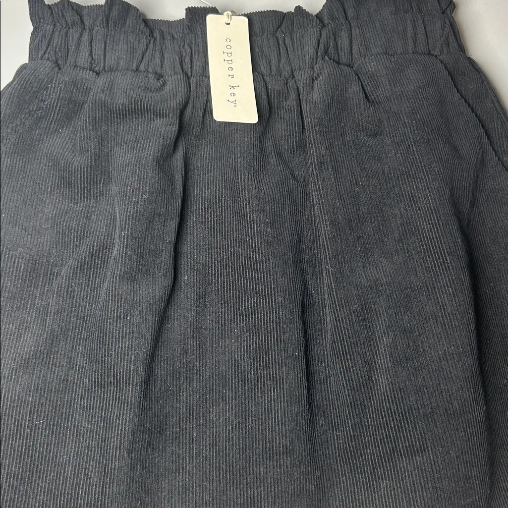 Copper Key Black Corduroy Skirt Women's Size Medium Mini Skirt Paperbag Waist - Image 8