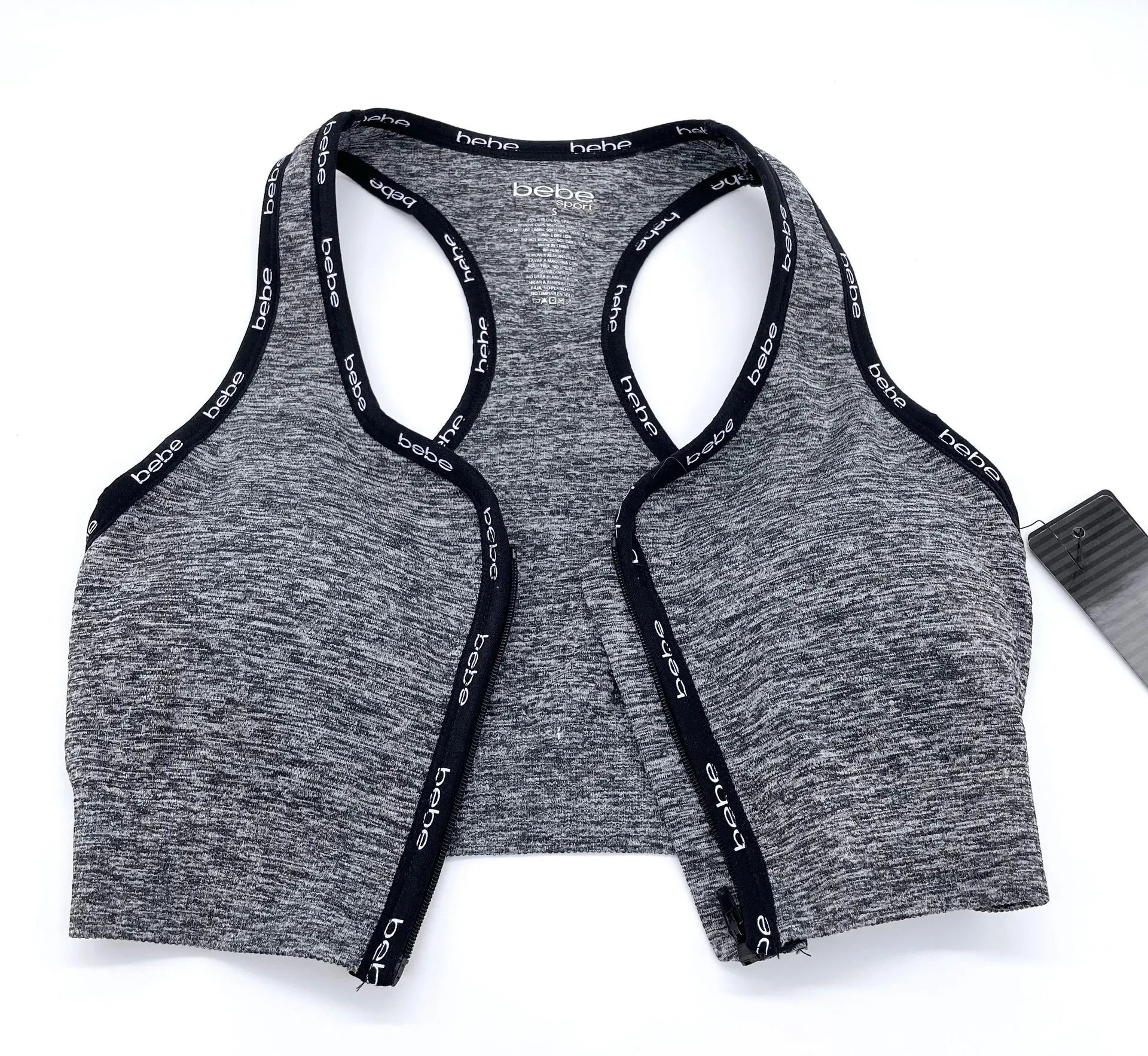 Sport Women's Front Zip Seamless Mini Logo Tape Sports Bra - Image 7