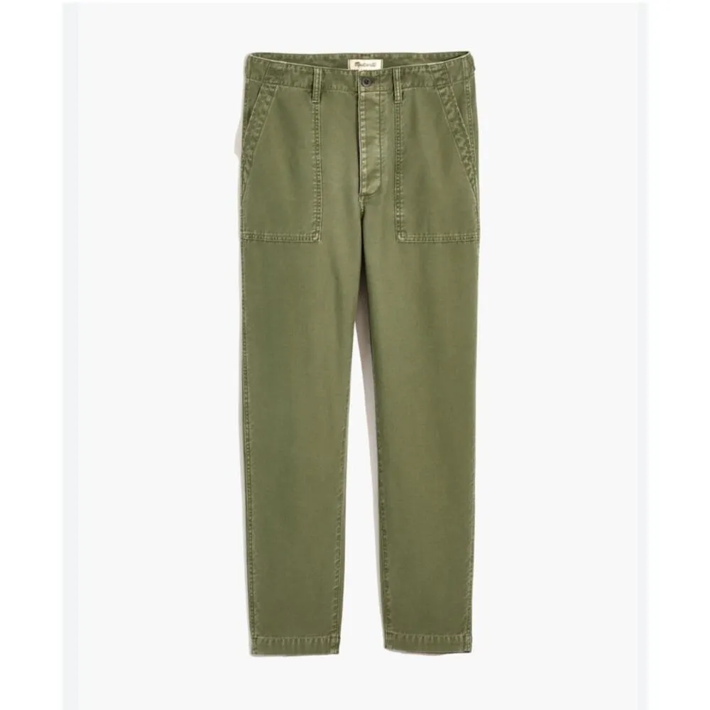Madewell Griff Tapered Fatigue Green Cropped Cargo Pants Size 34 - Image 13