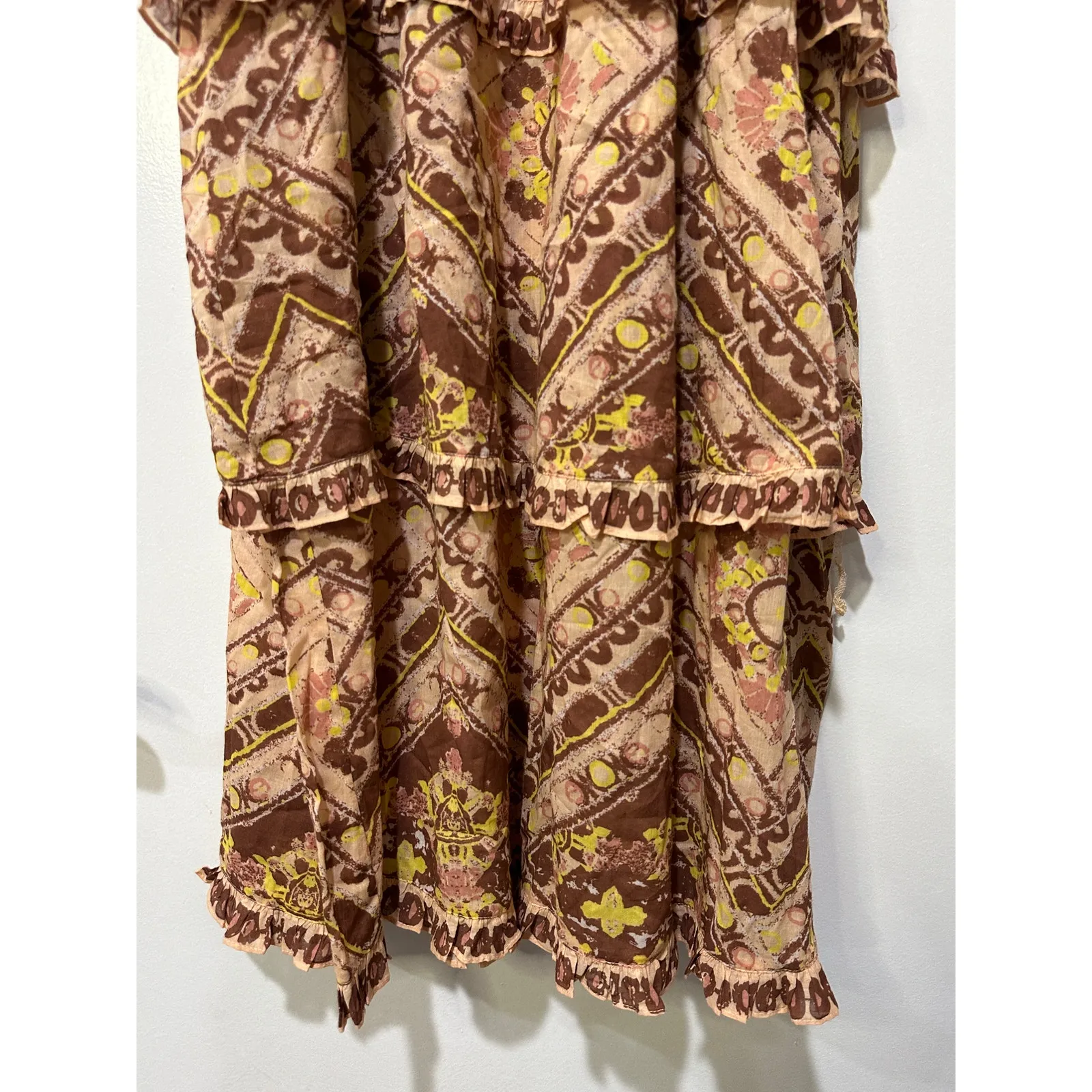 Cleobella Stella Ankle Midi Dress Geo Print Sz Large NWT Ruffled Tiers Feminine - Image 9